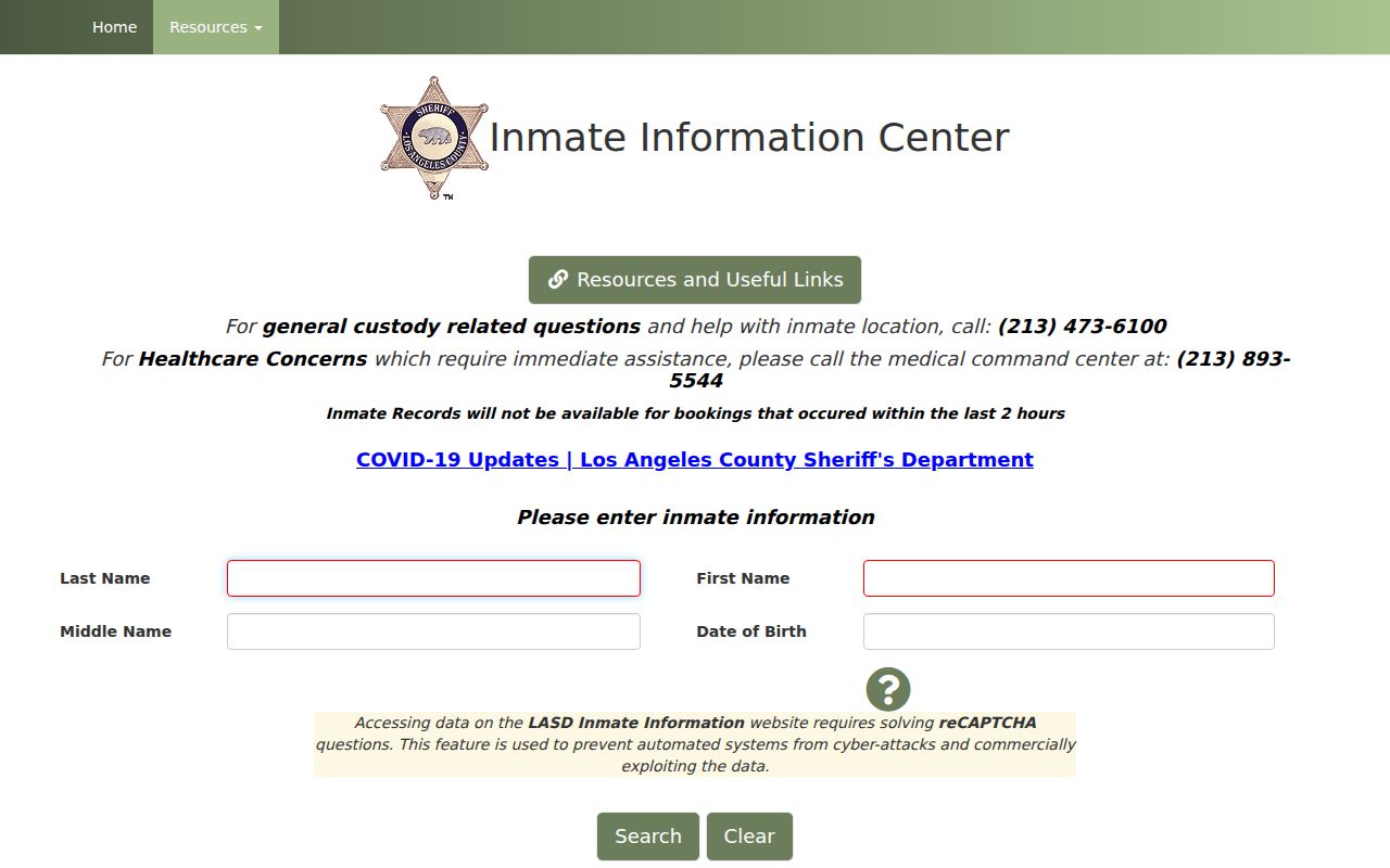 El Monte people search LASD inmate locator