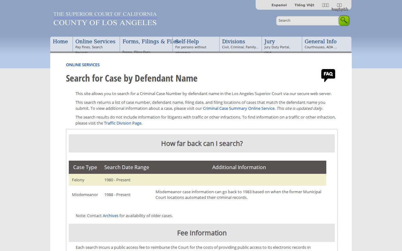El Monte people search Los Angeles Superior Court criminal name search