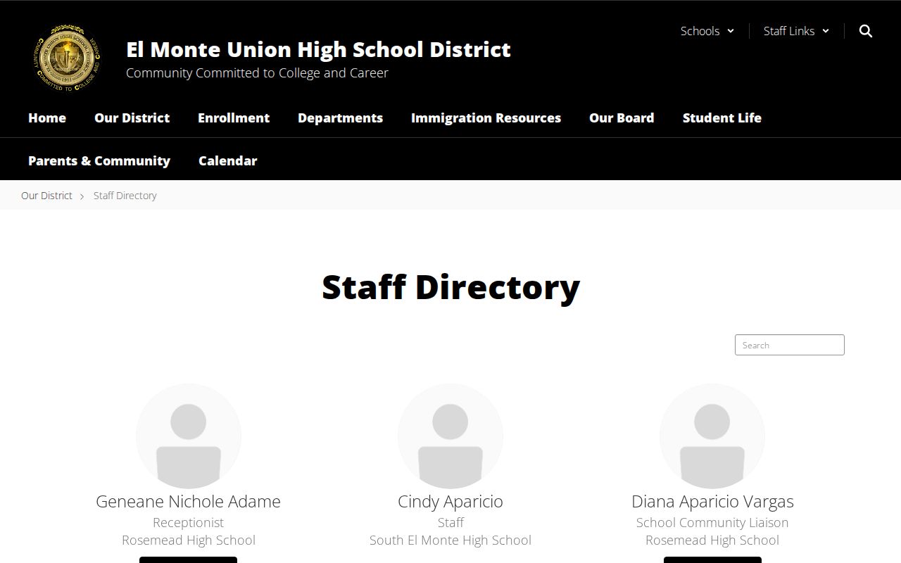 El Monte people directories EMUHSD staff directory search