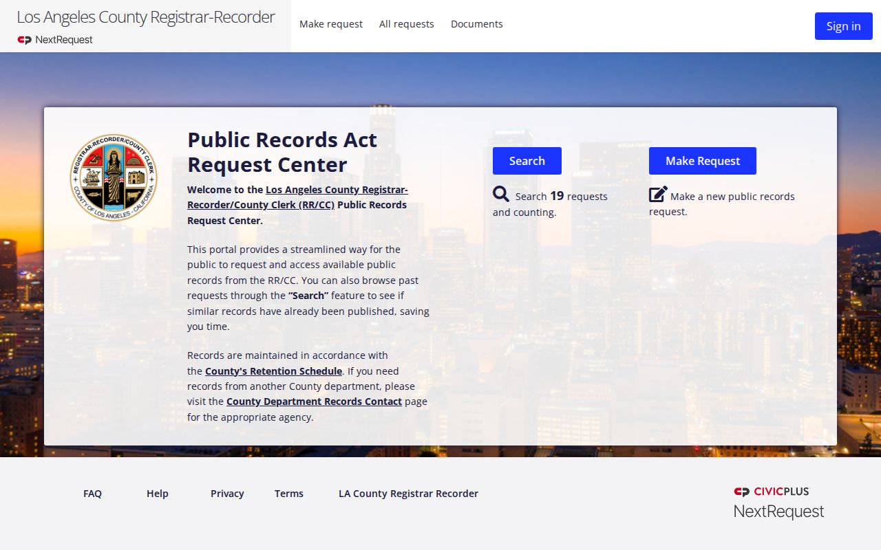El Monte public records RRCC NextRequest portal