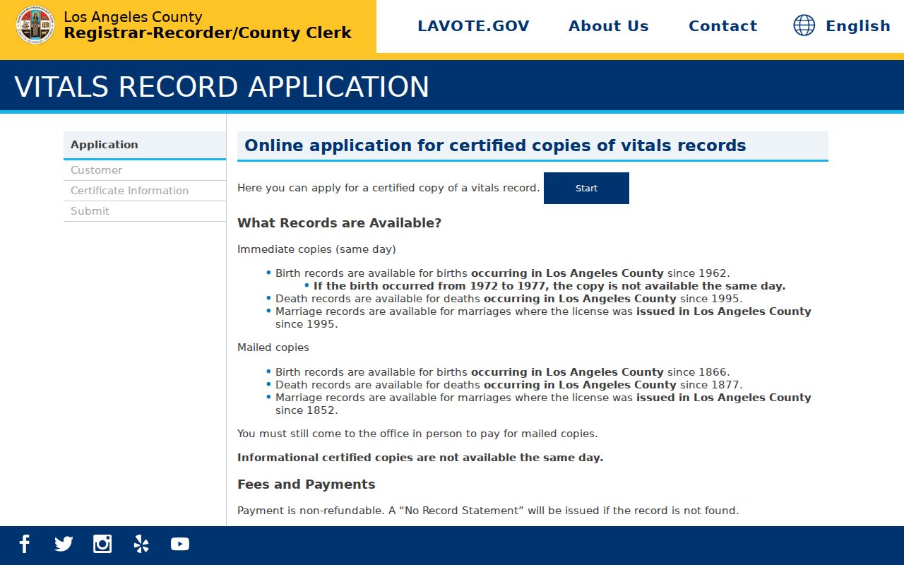El Monte public records Los Angeles County vital records application