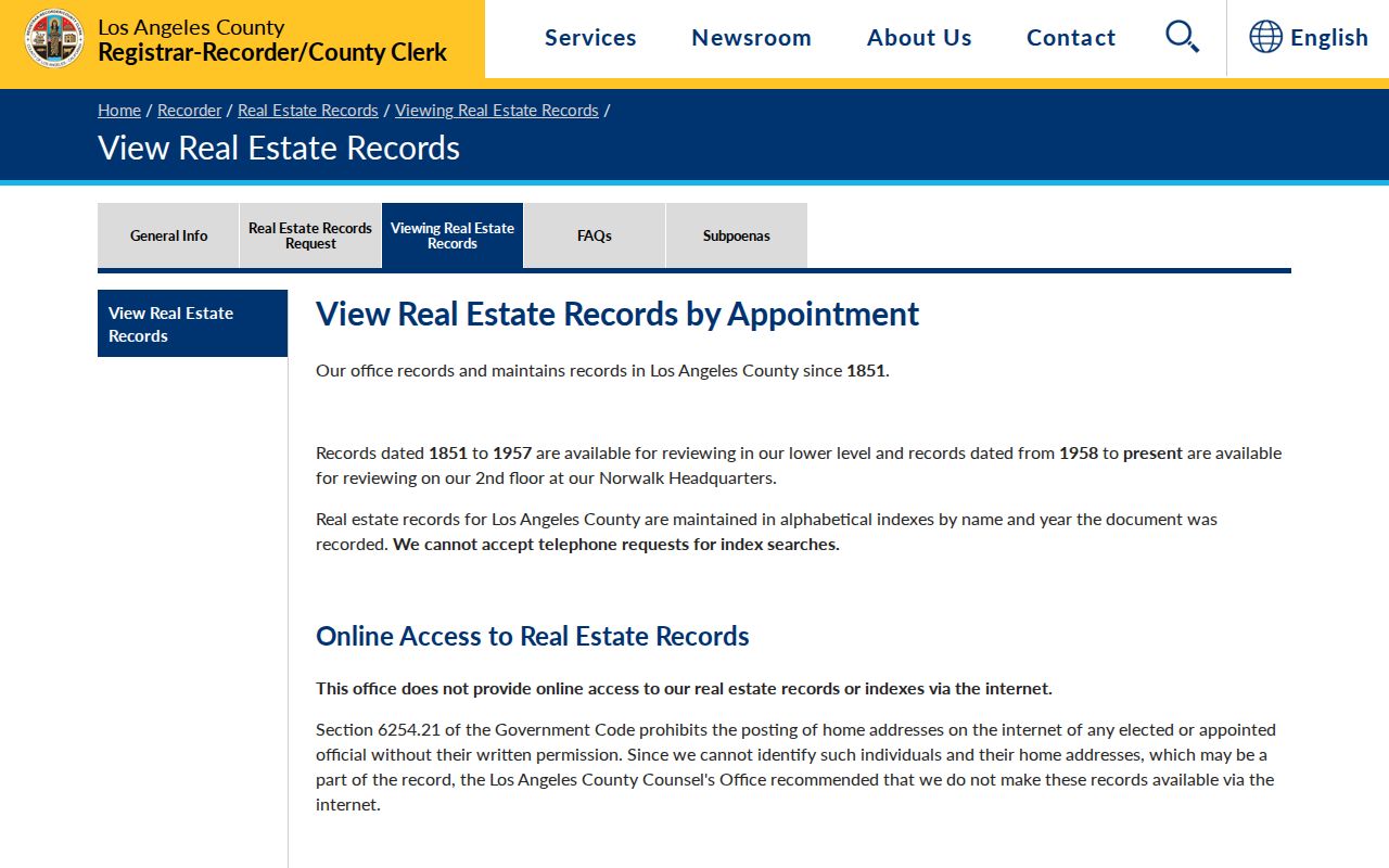 El Monte public records RR/CC real estate records viewing page